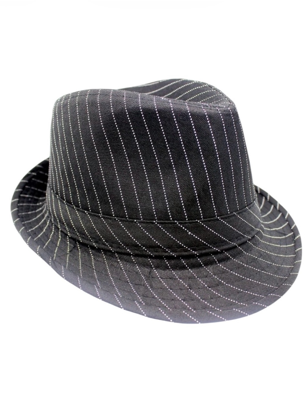 JFH Headwear Unisex Black Pinstripe Fedora